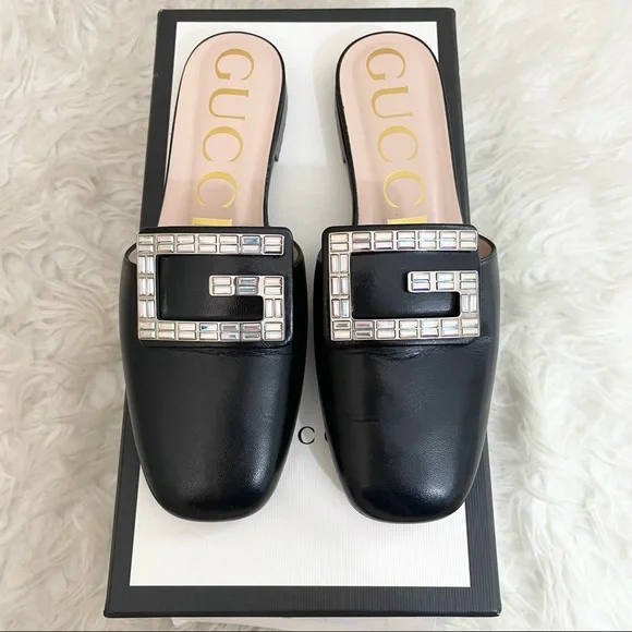Gucci crystal g mules sales
